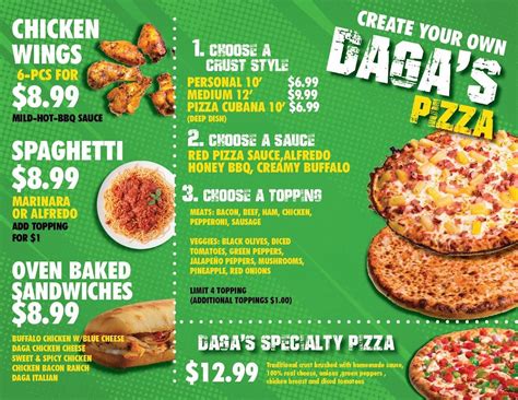 Menu at Dagsa.